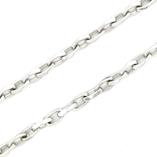 WHITE GOLD SOLID HAND MADE CABLE CHAIN