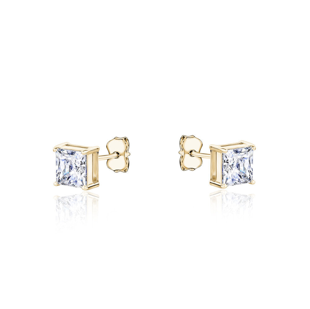 10k Yellow Gold Square CZ Stud