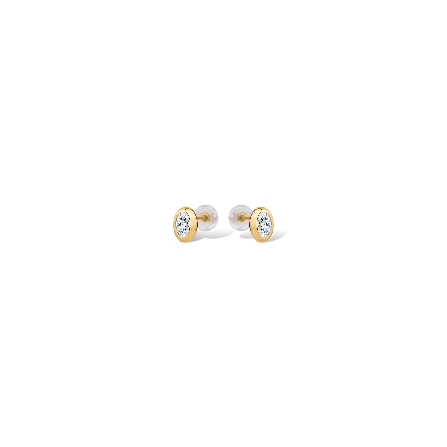 10KY OVAL CZ BEZEL STUDS
