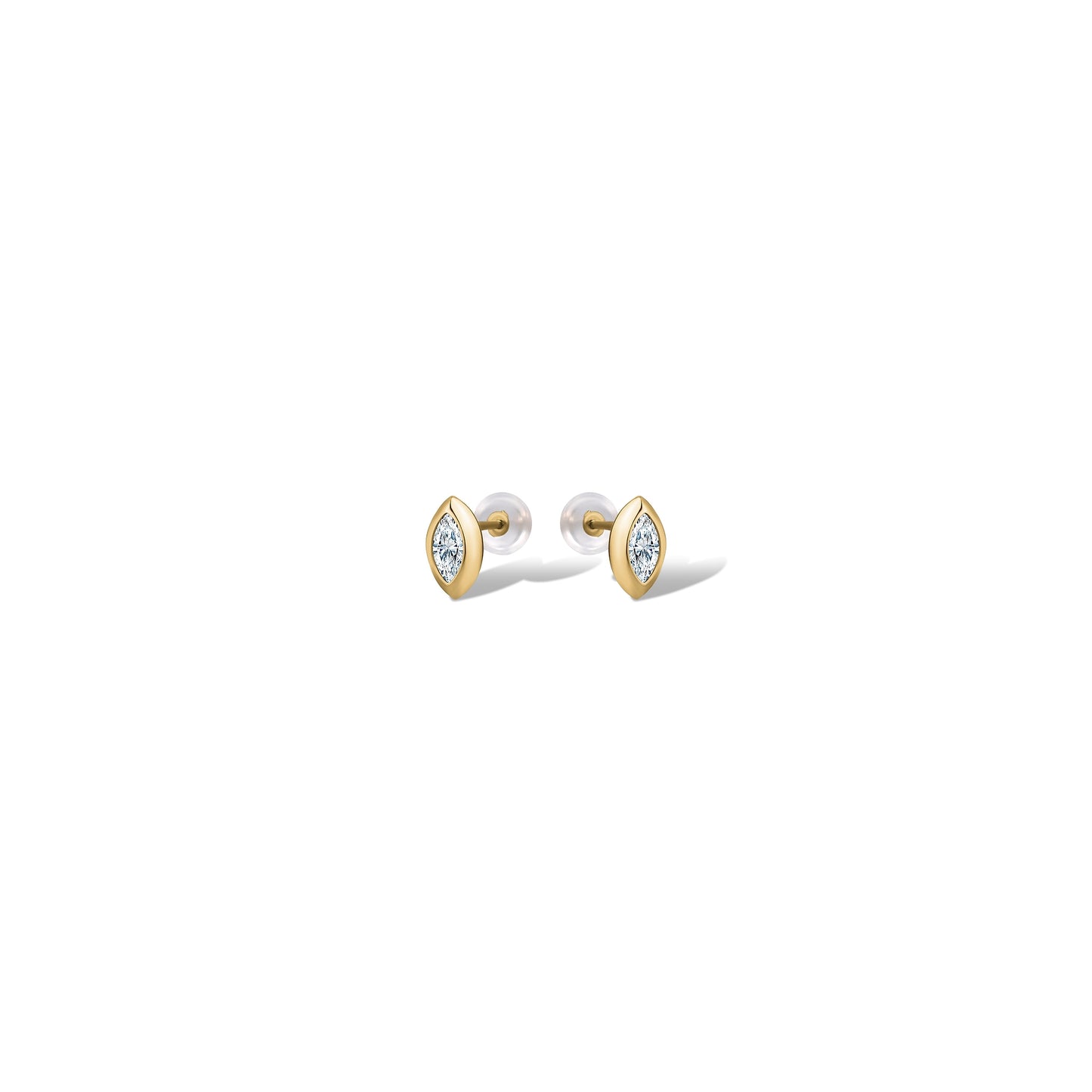 10KY MARQUISE CZ BEZEL STUDS