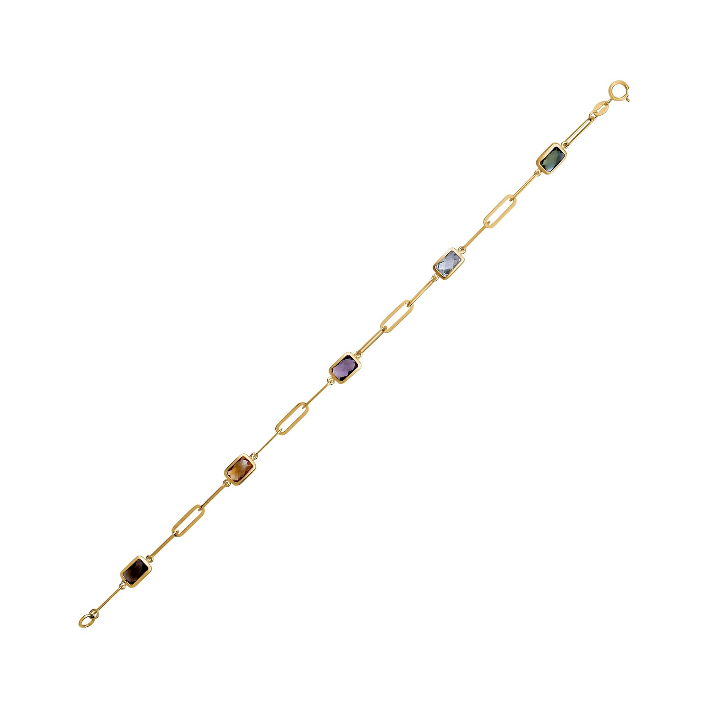 10KY BRACELET WITH MULTI COLOUR STONES