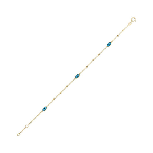 10Y NECKLACE AND BRACELET SET WITH MULTI EVIL EYES