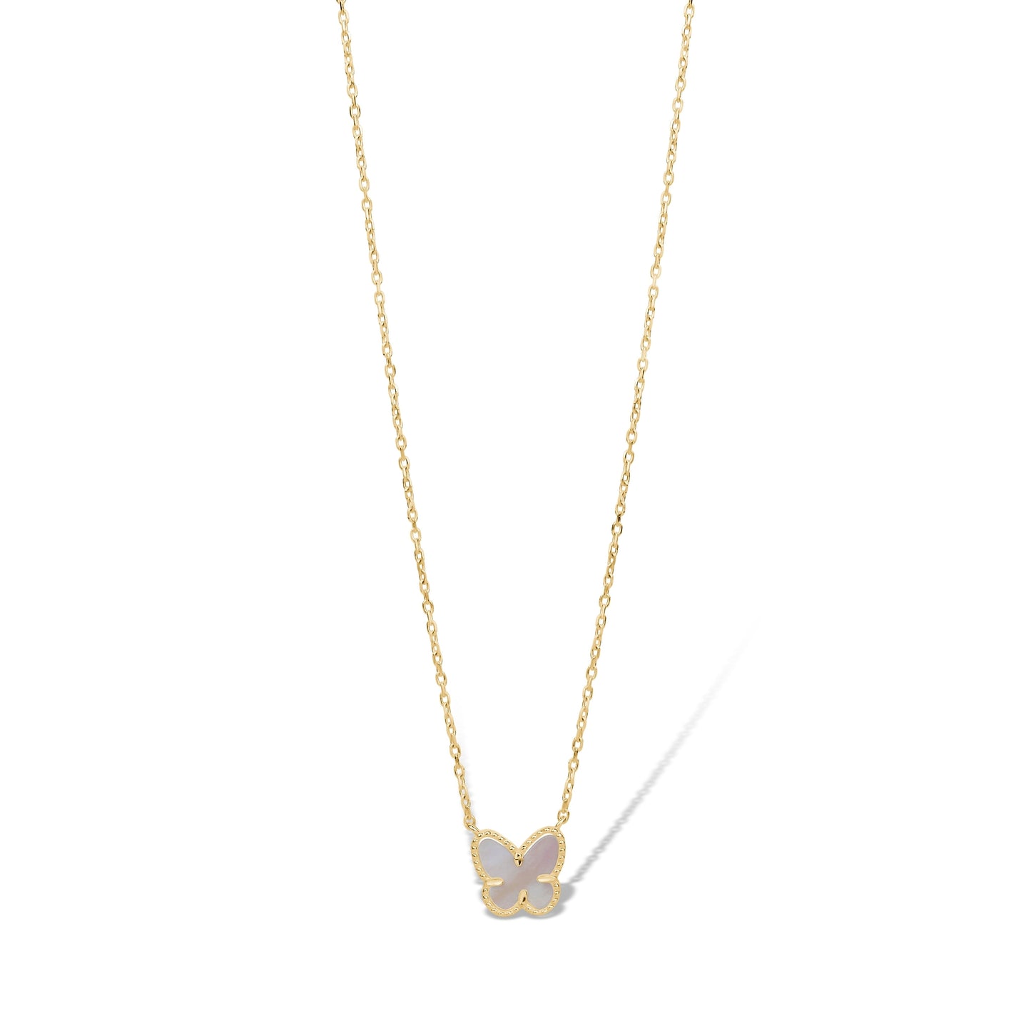 10KY NECKLACE WITH MOP BUTTERFLY