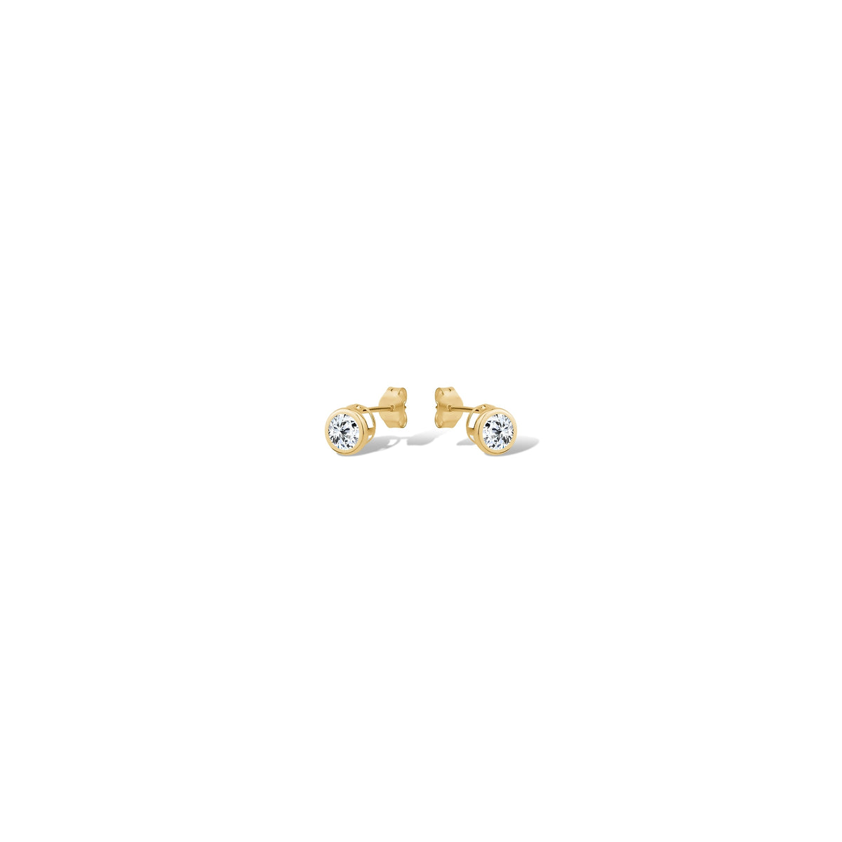 10KY CZ BEZEL STUDS 6MM CZ