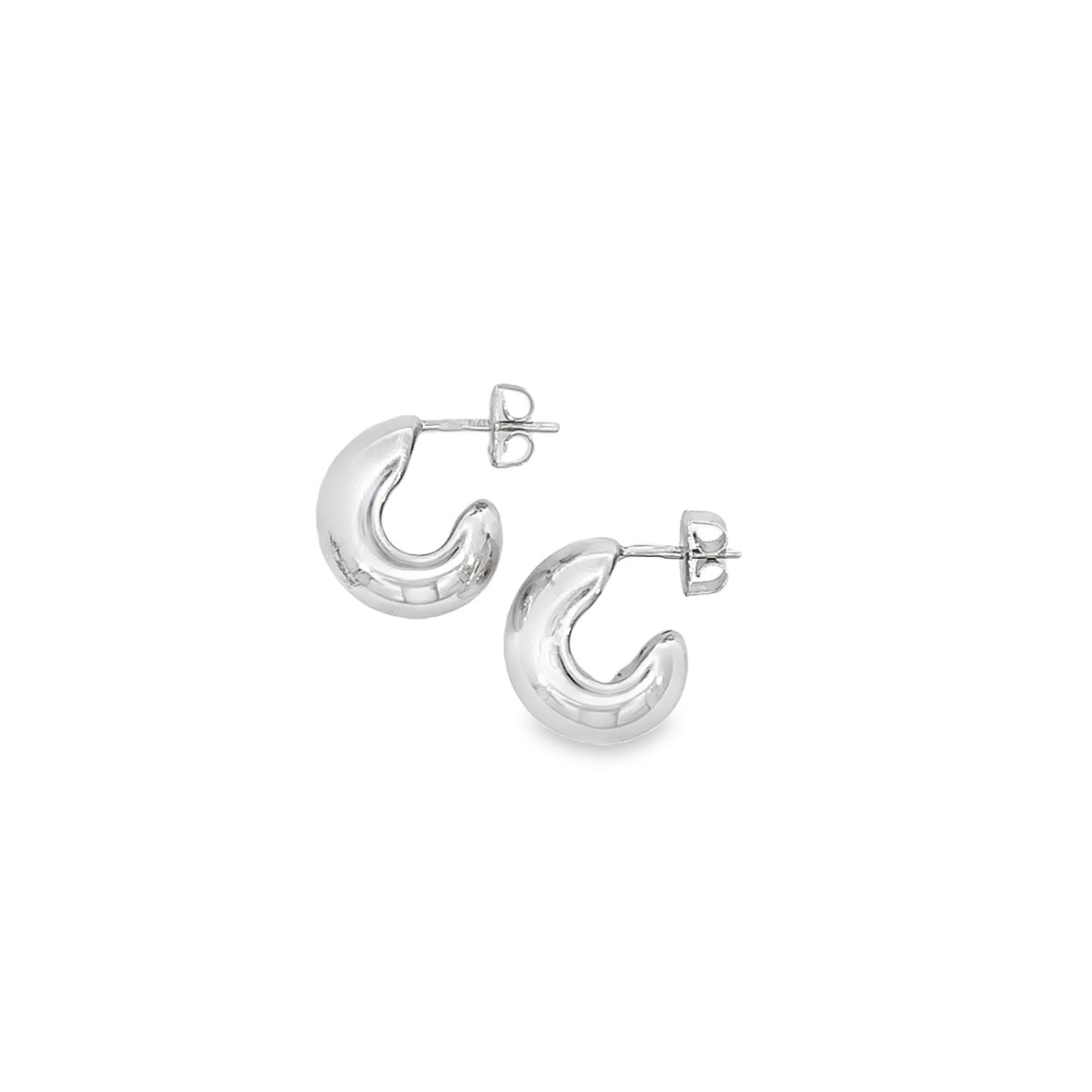 STERLING SILVER PUFF HOOP STUDS AGE15613