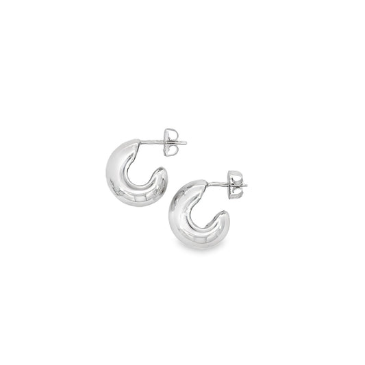 STERLING SILVER PUFF HOOP STUDS AGE15613