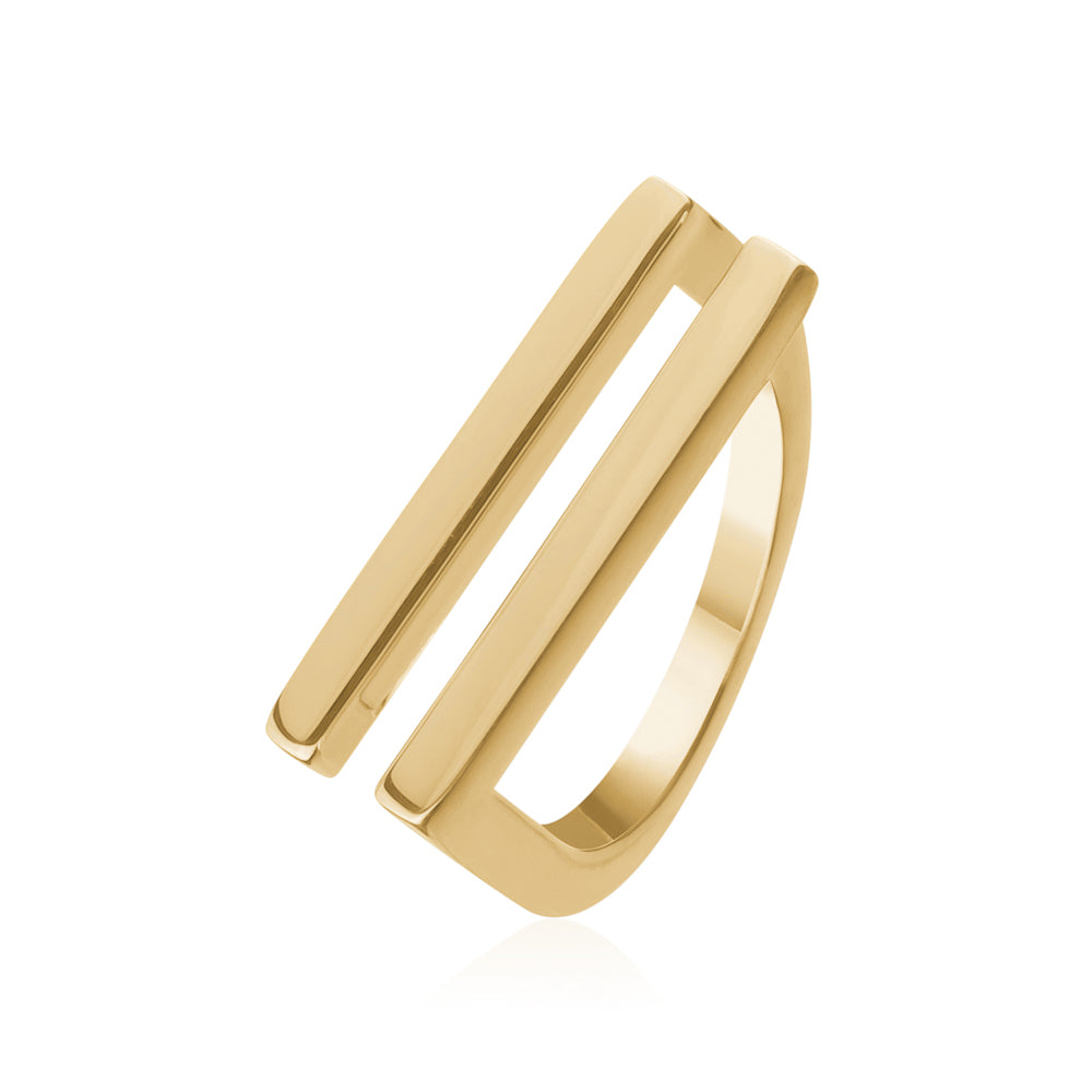 STERLING SILVER GOLD PLATED RING FLAT TOP