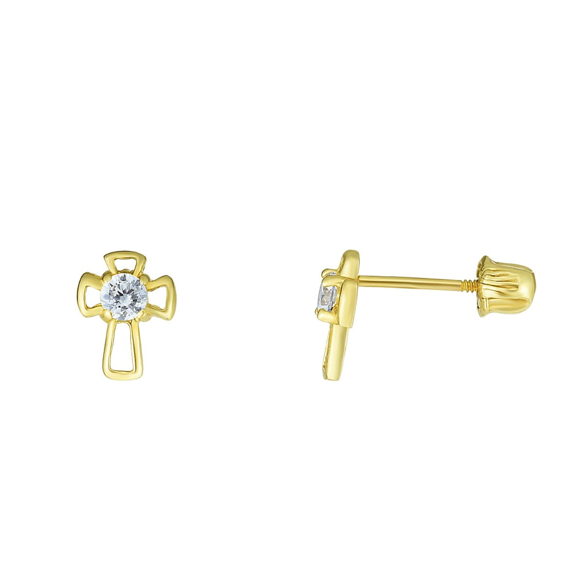 14KY TINY CZ CROSS STUD