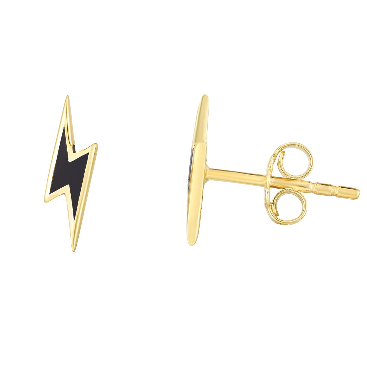 14KY LIGHTENING STUD WITH BLACK ENAMEL