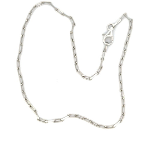 SILVER THIN PAPERCLIP ANKLET