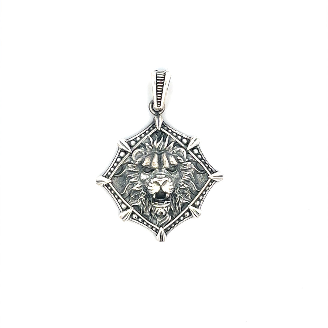 STERLING SILVER PENDANT LION HEAD KU11992OXY
