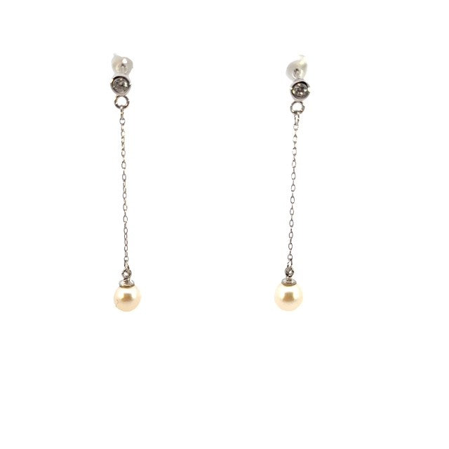 SILVER FRESH WATER PEARL EARRINGS MEDZZ1025