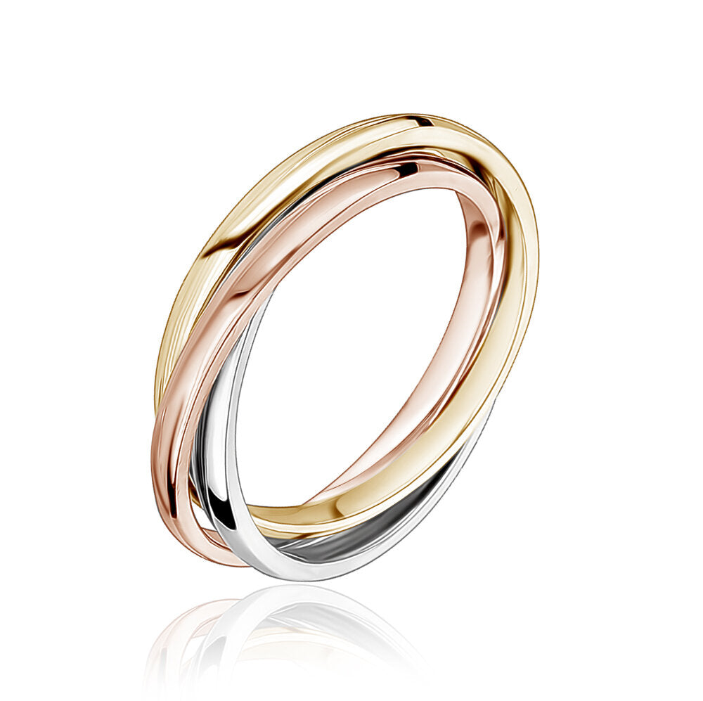 10k Tri Colour Roll On Rings Ladies