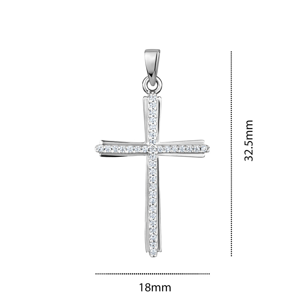 STERLING SILVER MEDIUM RH CZ CROSS S118413