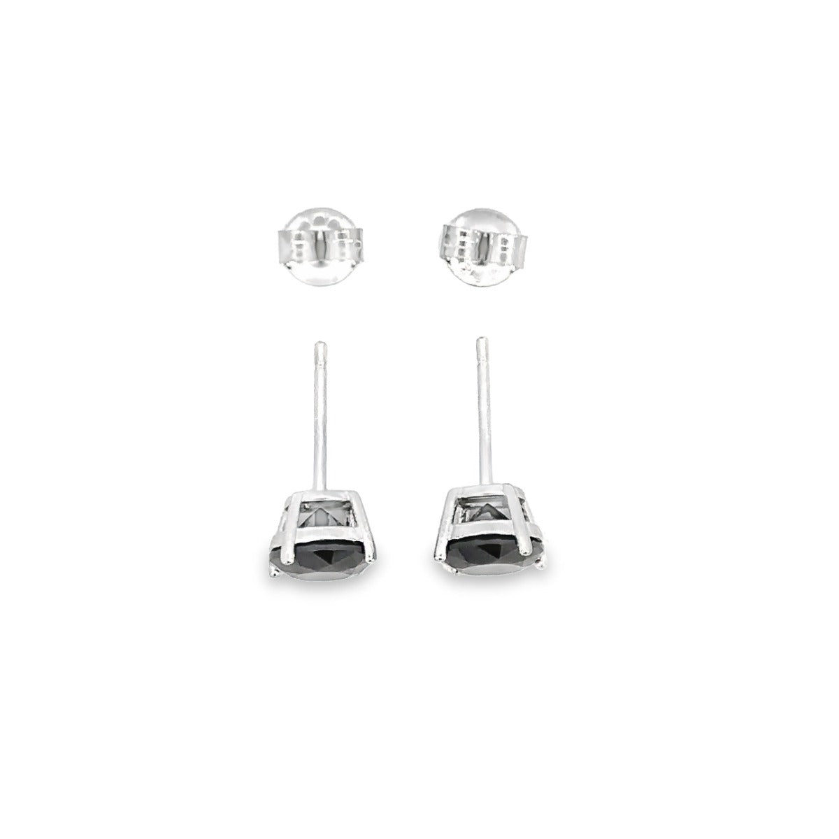 STERLING SILVER BLACK CZ STUDS ROUND