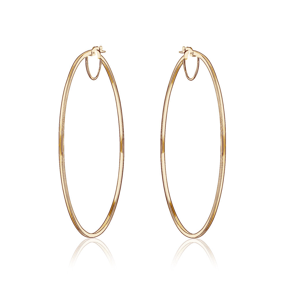 10k Yellow Gold Square Tube Large Hoops