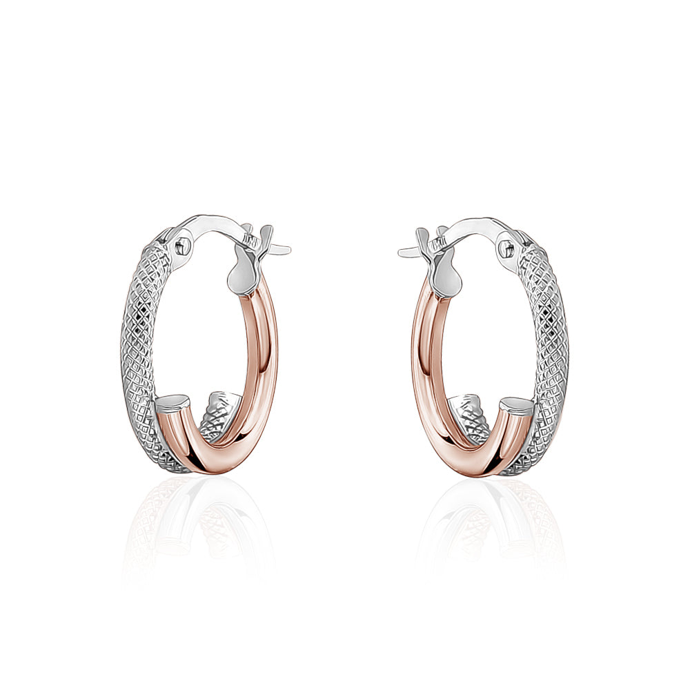 10k Rose & White Gold Hoops