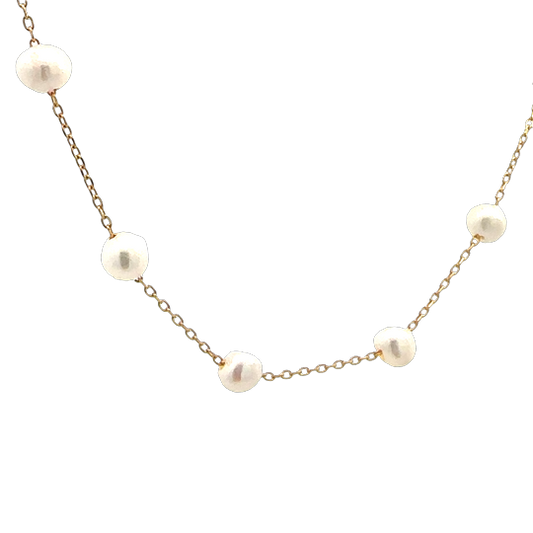 SILVER GOLD PLATED FW PEARL BRACELET TQB-2517