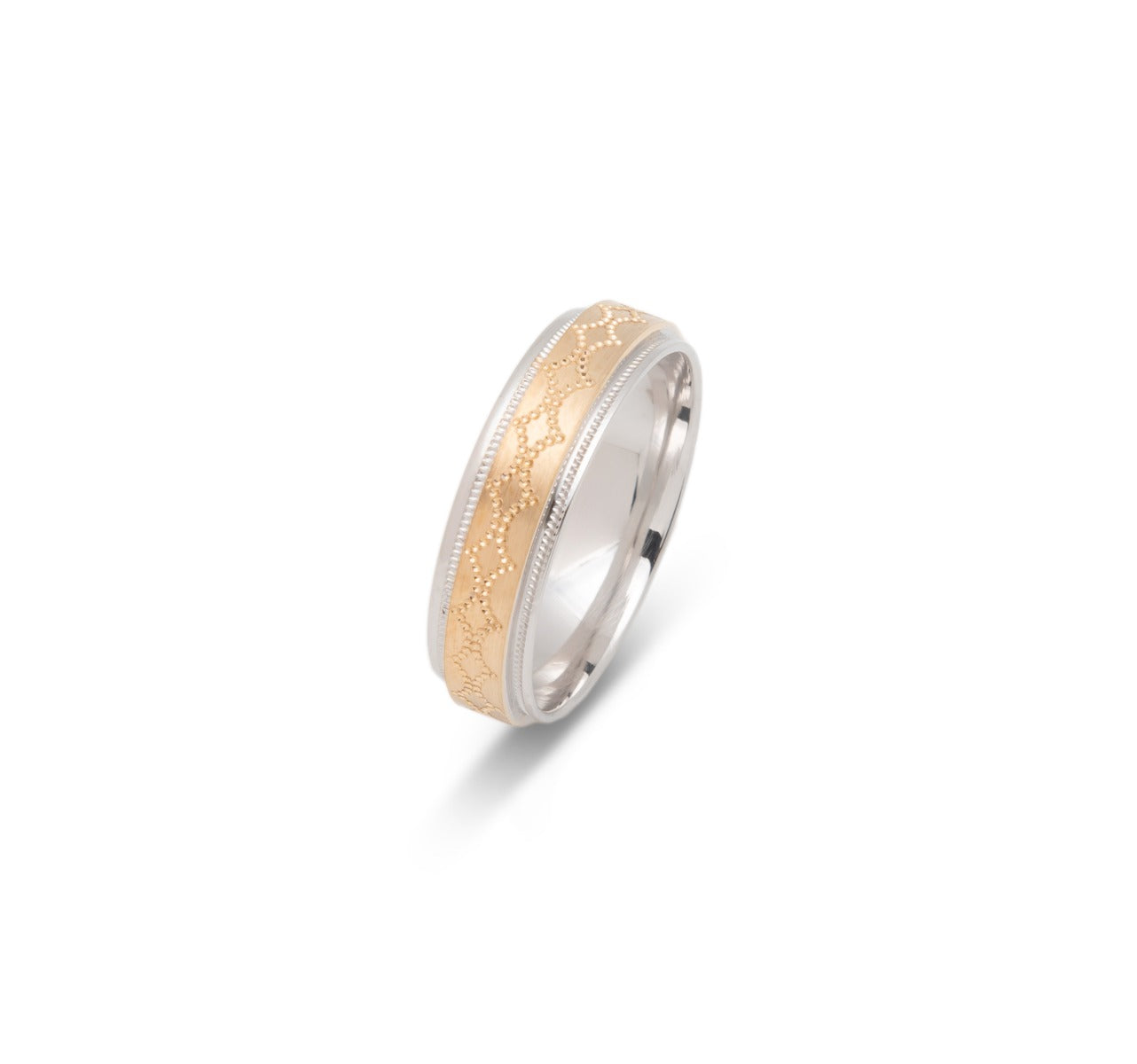 10K TWO TONE WEDDING BAND FANCY