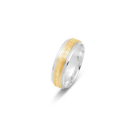 10K TWO TONE WEDDING BAND FANCY