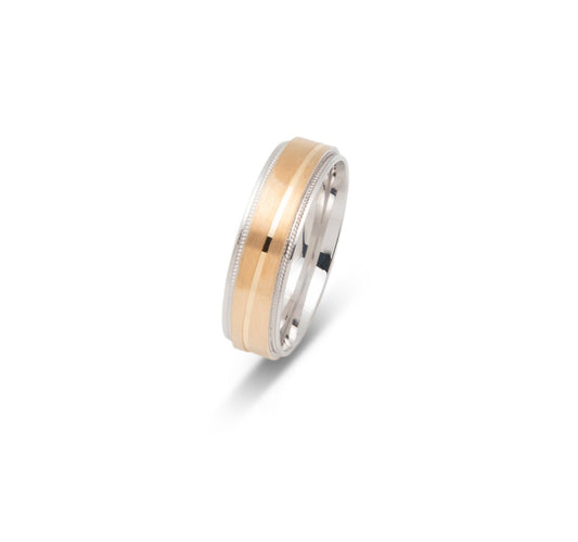 10K TWO TONE WEDDING BAND FANCY