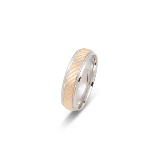 10K TWO TONE WEDDING BAND FANCY