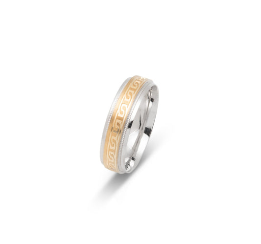 10K TWO TONE WEDDING BAND FANCY