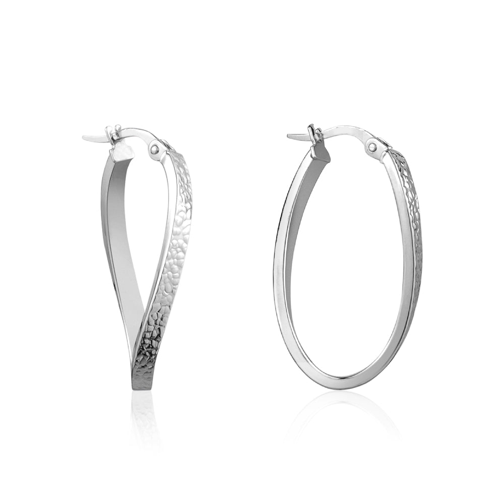 10K WHITE OVAL TWIST HOOP