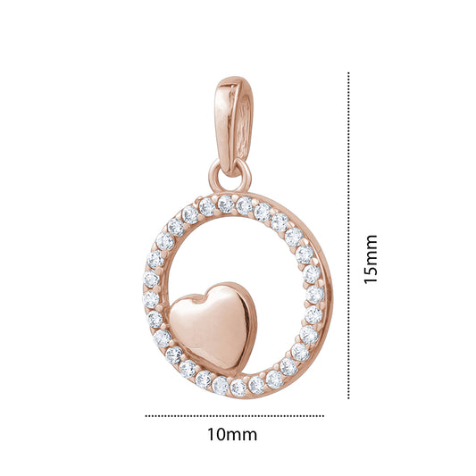10K ROSE HEART IN CIRCLE