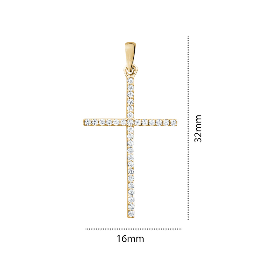 10KY CZ CROSS CHARM