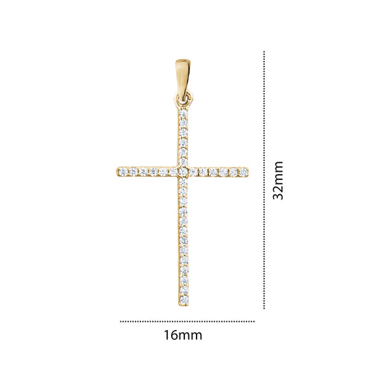 10KY CZ CROSS CHARM