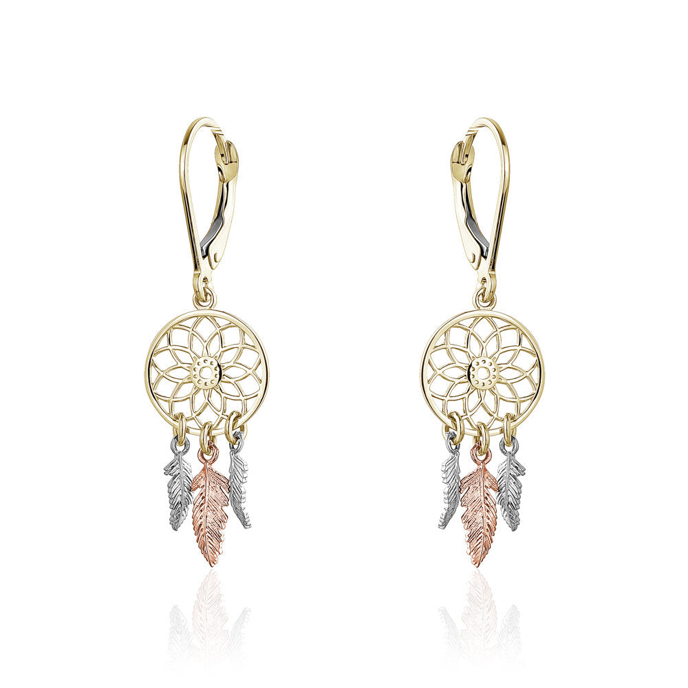 10K Tri Colour Dream Catcher Earrings