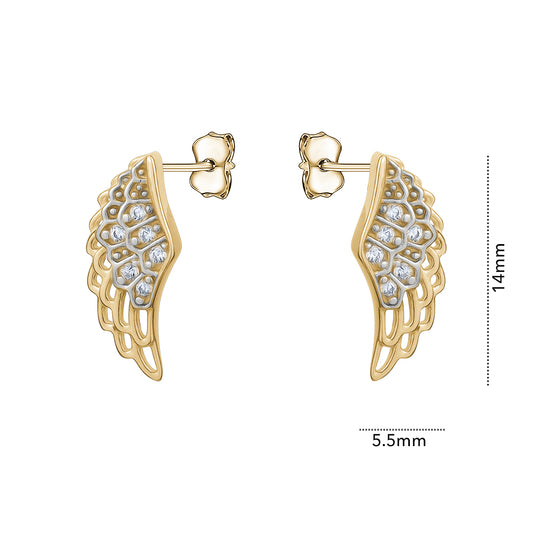10KY CZ ANGEL WING STUDS