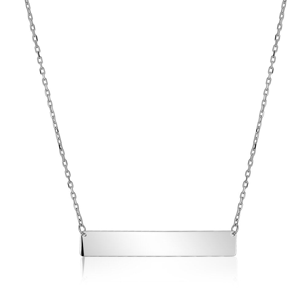 10k White Engravable Bar Necklaces