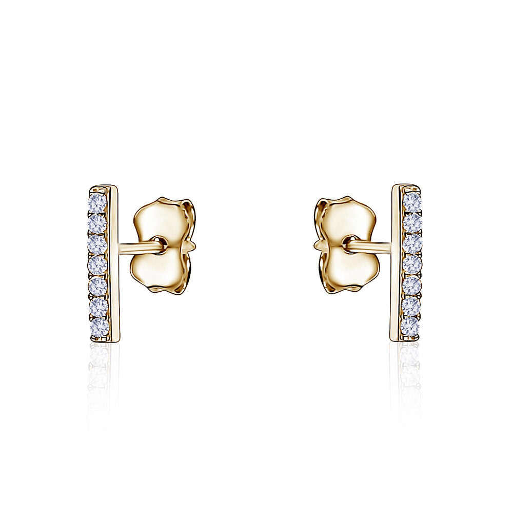 10k Yellow Gold CZ Bar Studs