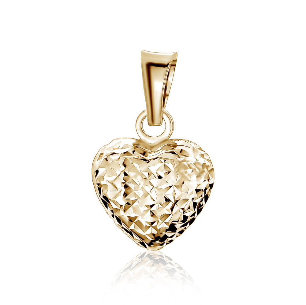 10k Yellow Gold DC Puff Heart Pendants & Charms