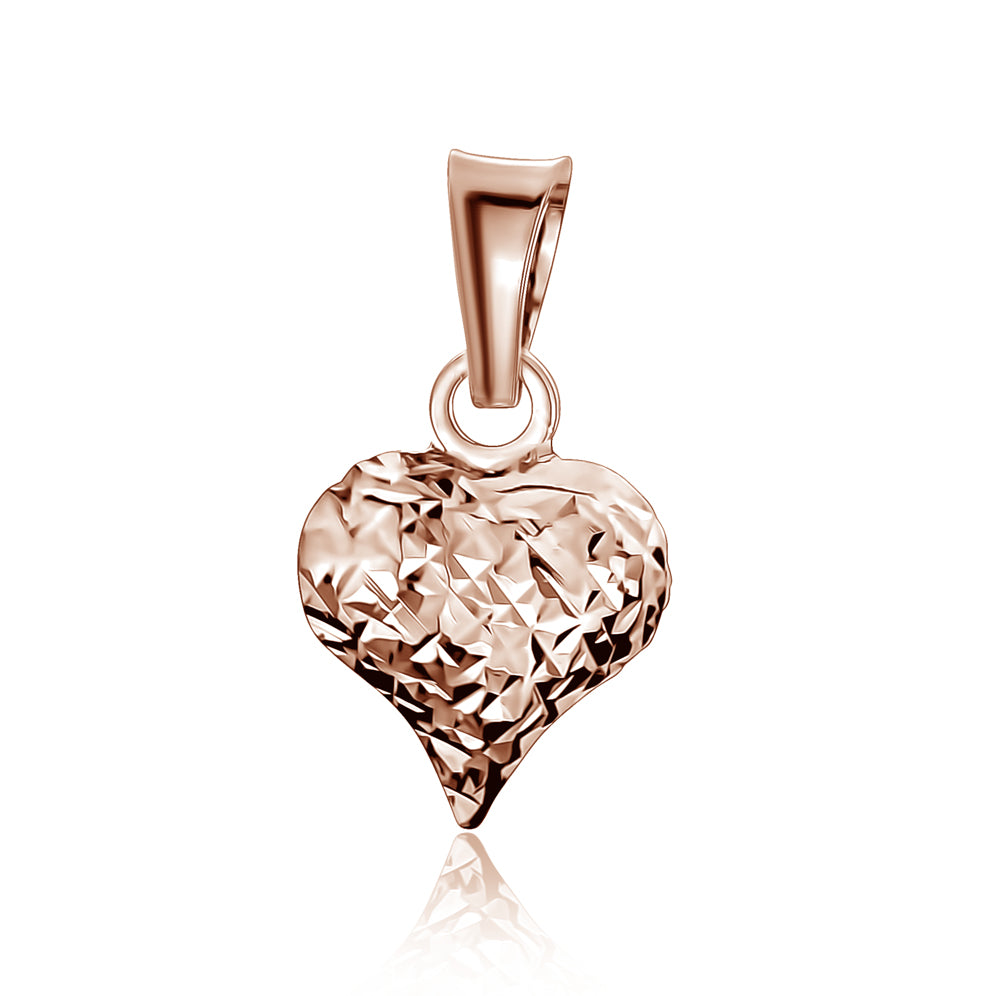 10k Rose Gold DC Puff Heart Pendants & Charms