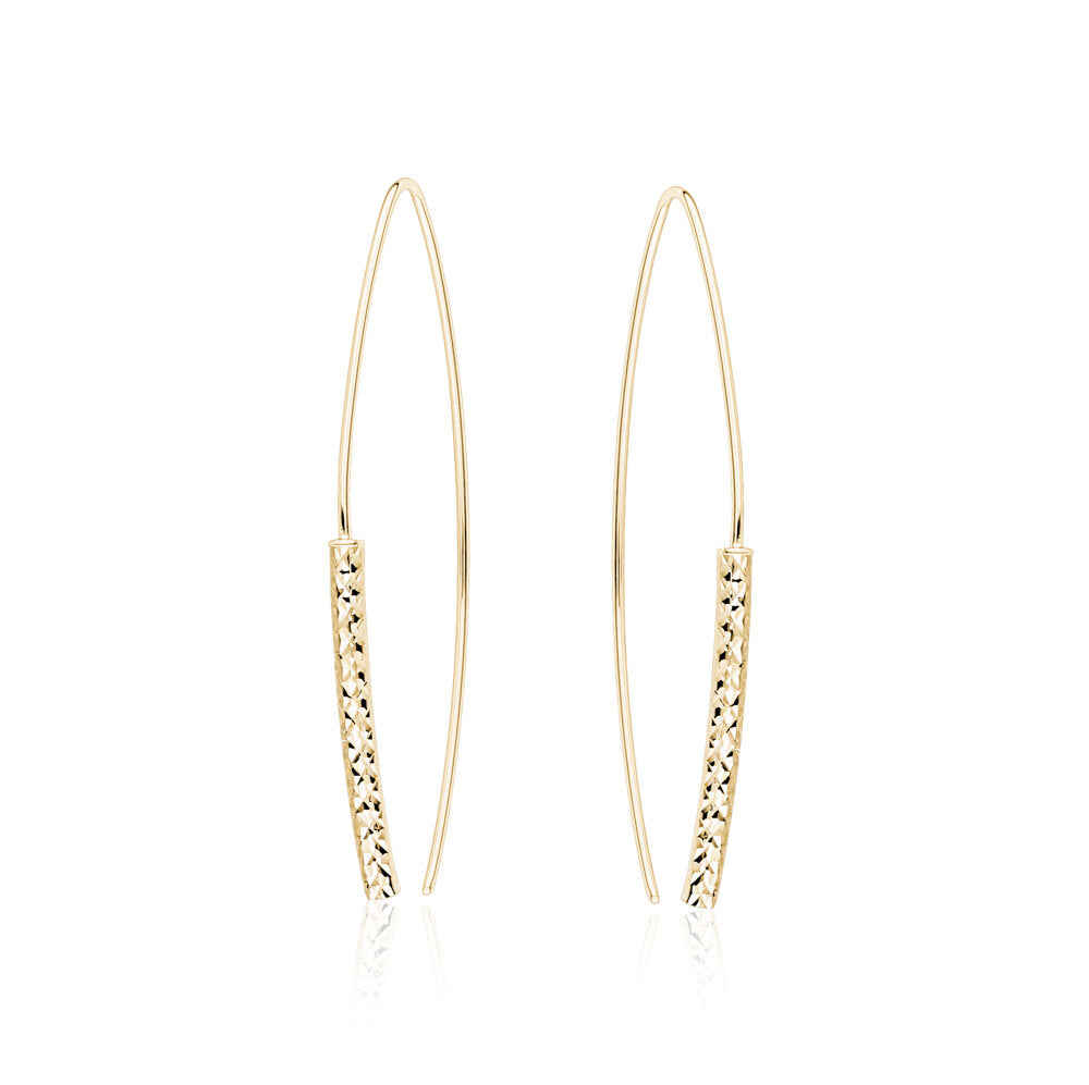 10k Yellow Gold Pull Through Earrings
