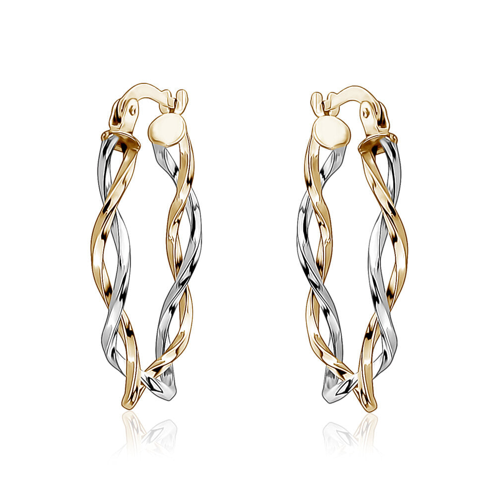 10k Two tone Double Tube Twist Oval Hoops