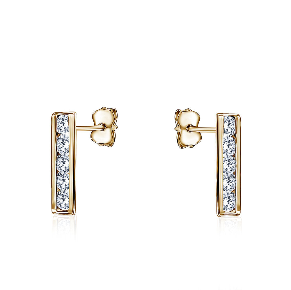 10k Yellow Gold CZ Bar Studs