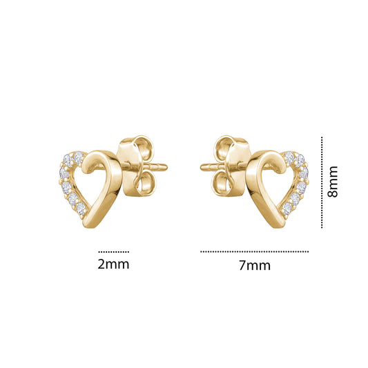 10KY CZ HEART STUD