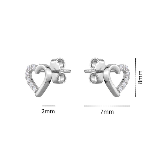 10K WHITE CZ HEART STUD