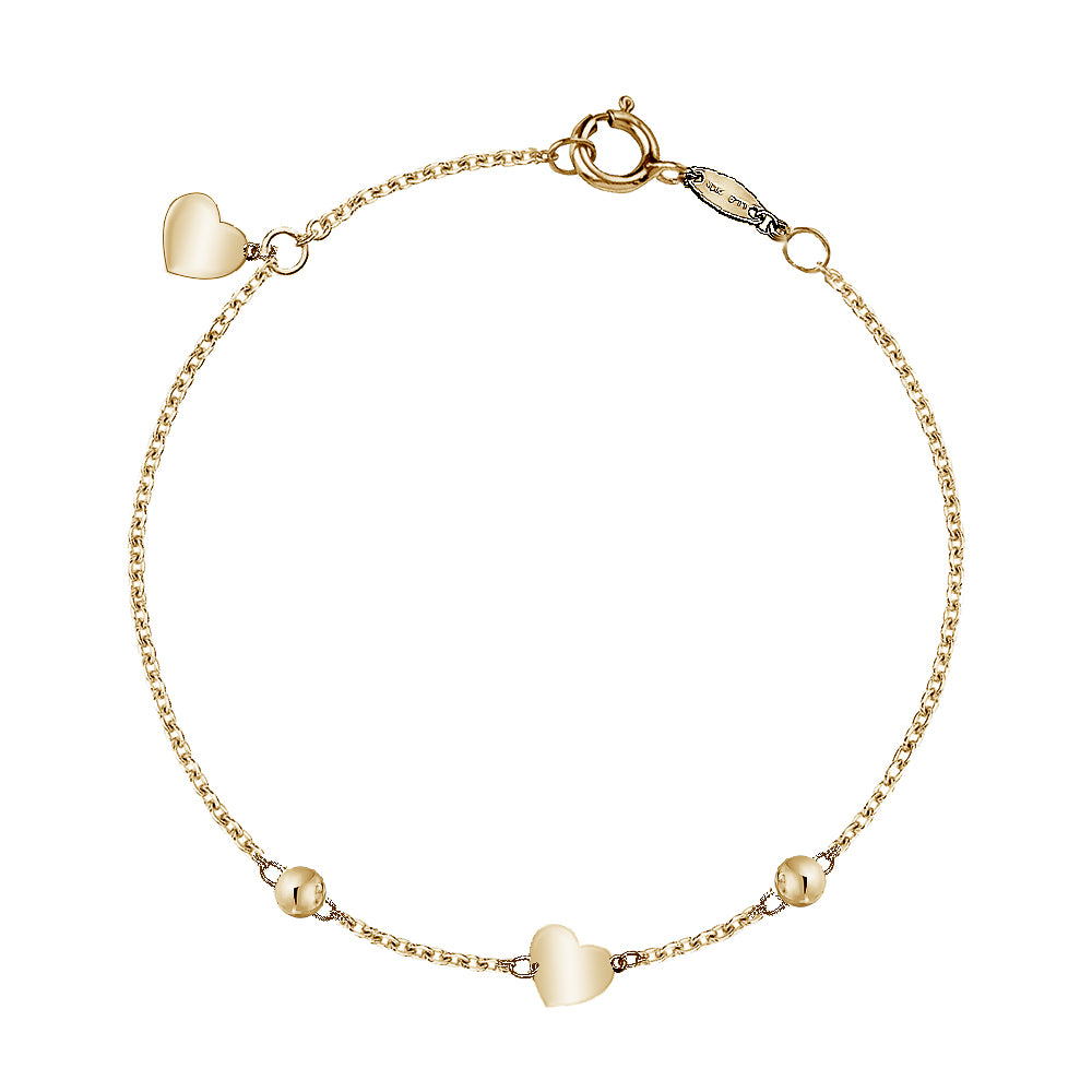 10k Two Tone Small Heart Bracelets