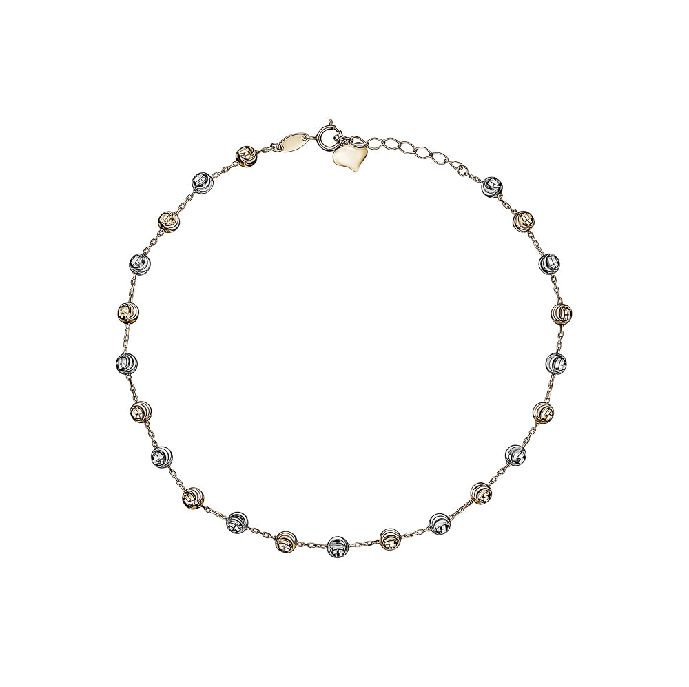 10k Two Tone DC Ball Anklet
