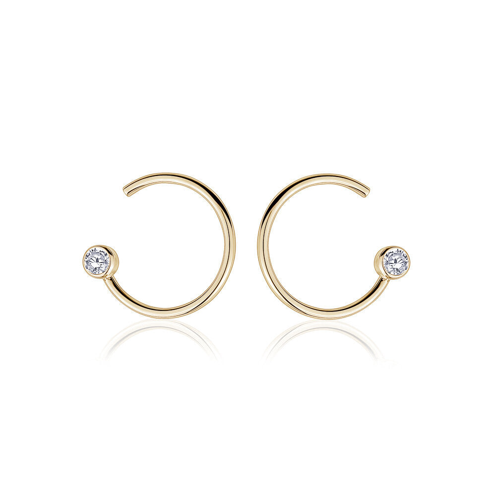 10k Yellow Gold Circle Studs with CZ