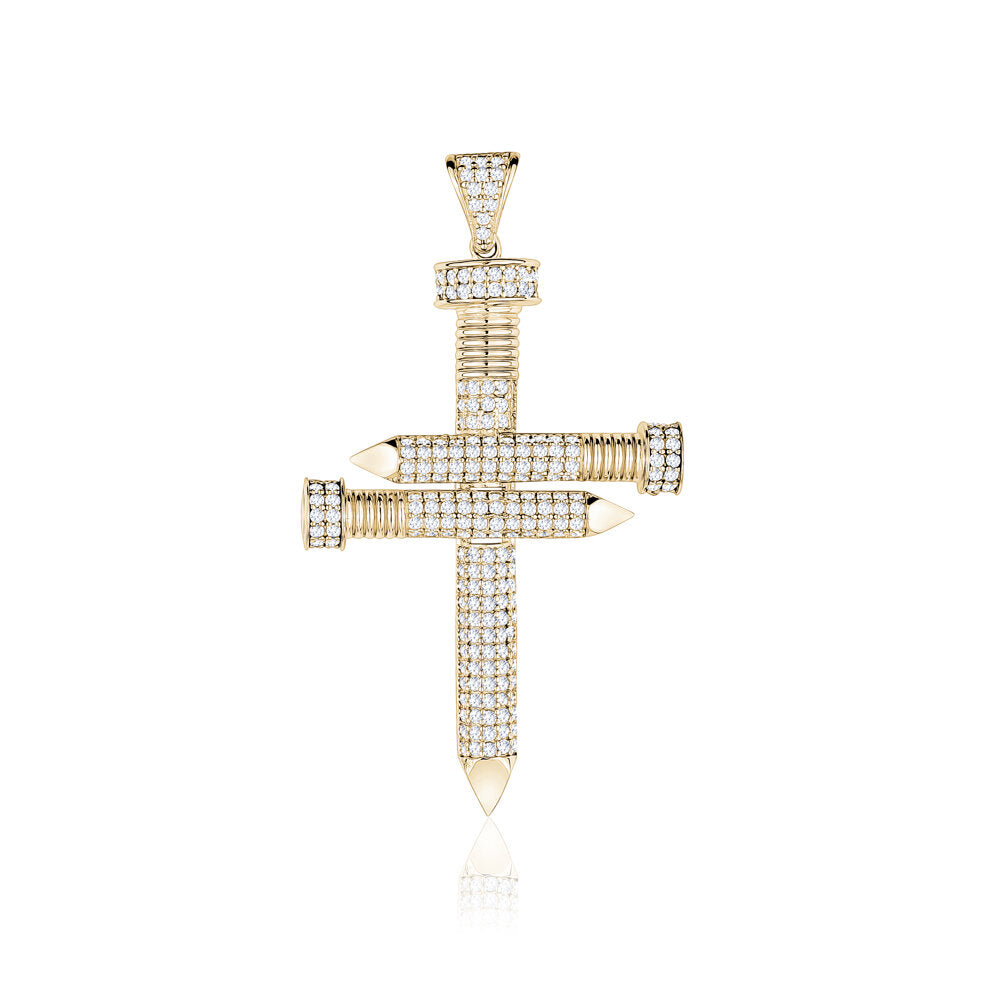 10k Yellow Gold Orthodox Cross with CZ's