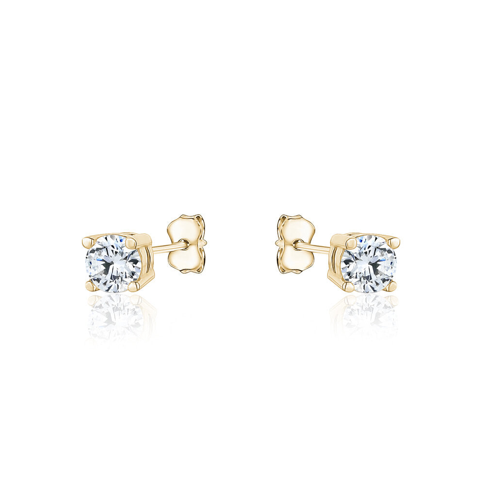 10k Yellow Gold CZ Studs