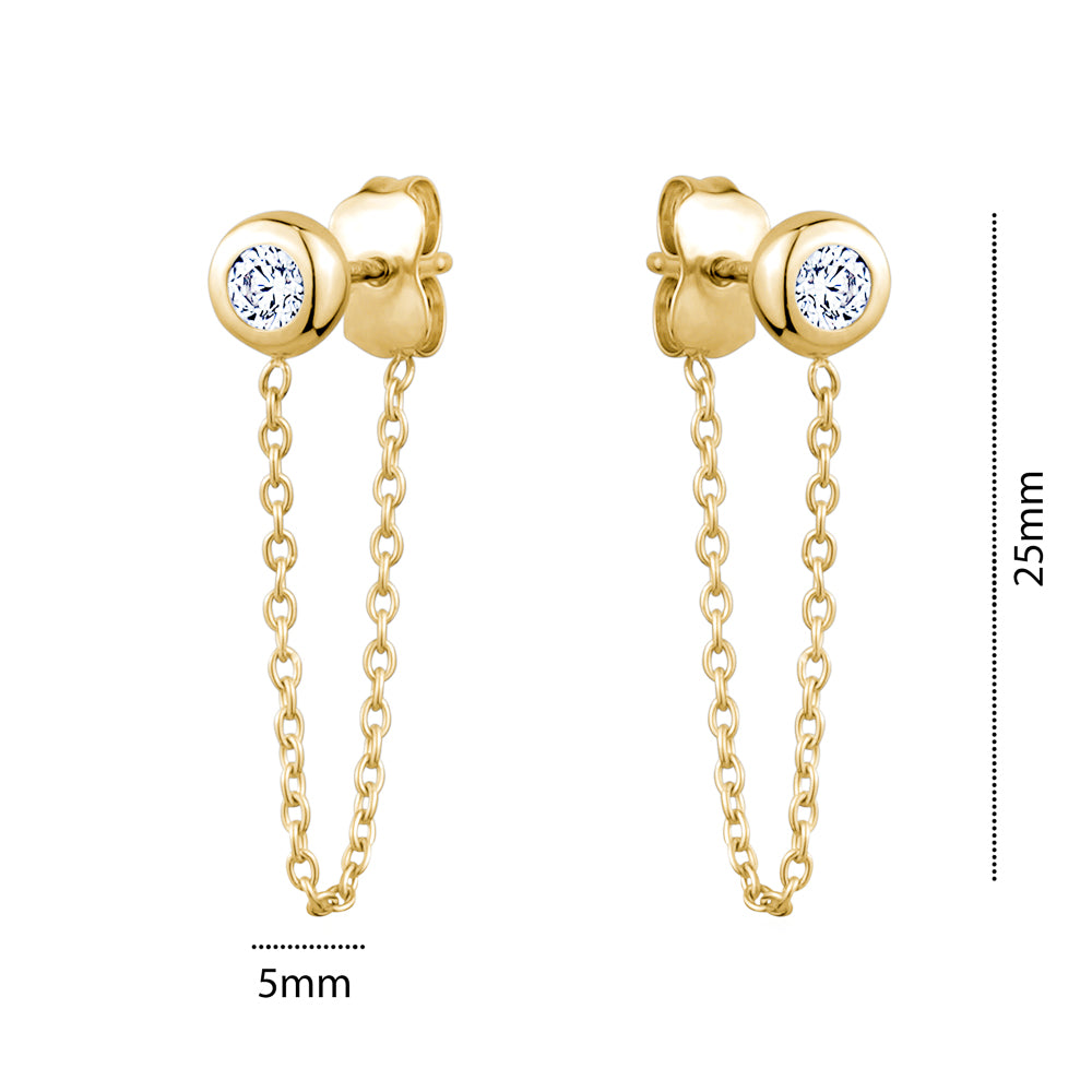 10KY CZ STUD WITH SAFETY CHAIN