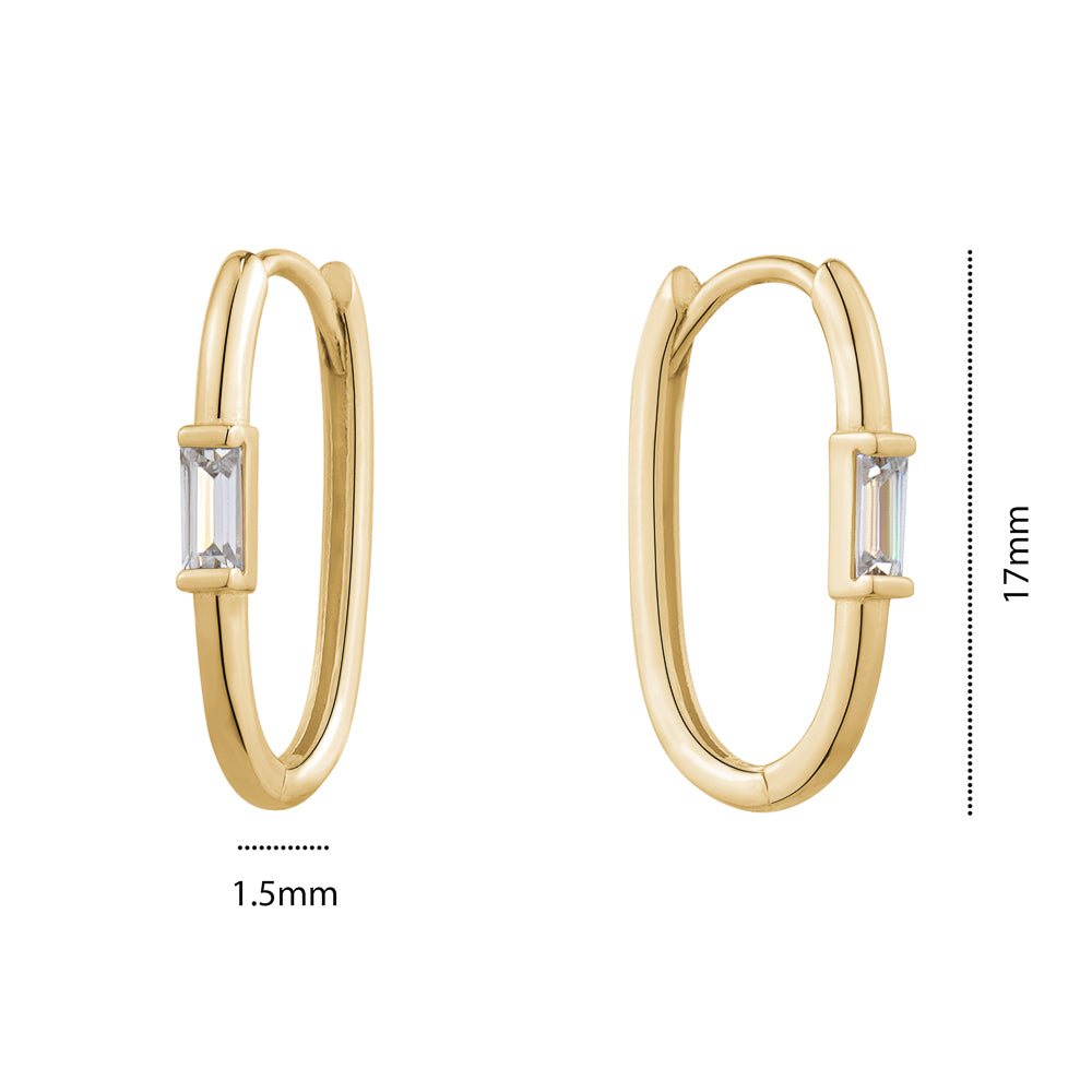 NEW!! 10KY OVAL HUGGIE WITH BAGUETTE