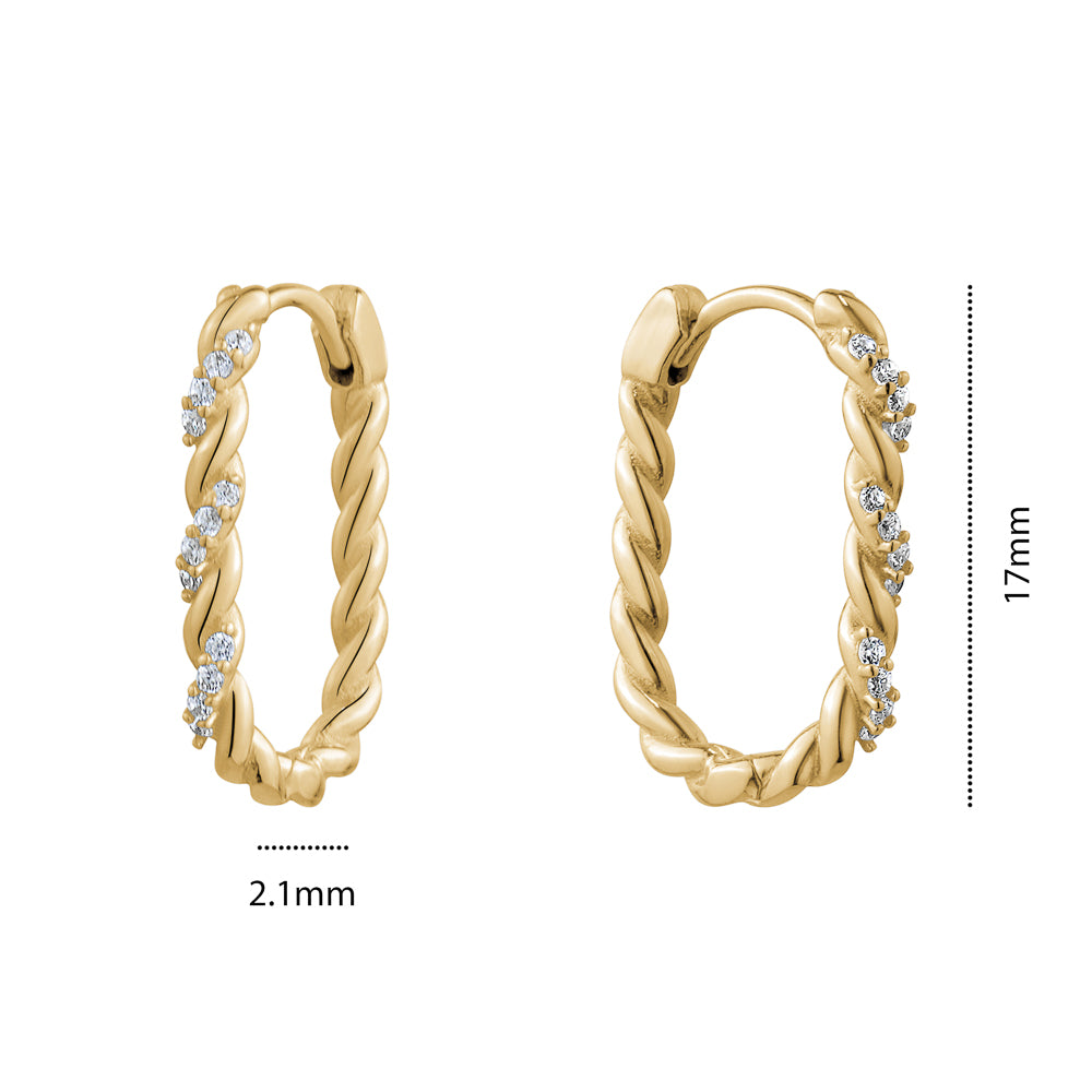 NEW!! 10KY TWIST CZ RECTANGLE HUGGIES